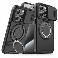 Etui do iPhone 15 Pro Czarne Pancerne do MagSafe Osłona Aparatu Case