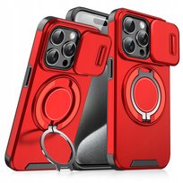 Etui do iPhone 15 Pro Czerwone Pancerne do MagSafe Osłona Aparatu Case
