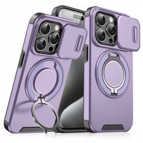 Etui do iPhone 15 Pro Fioletowe Pancerne do MagSafe Osłona Aparatu Case