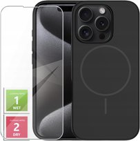 Etui Do iPhone 15 Pro Max +Szkło 9H WZMACNIANE 360° Satin Matt Do Magsafe