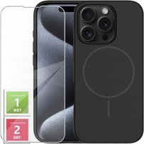 Etui Do iPhone 15 Pro +Szkło 9H WZMACNIANE 360° Satin Matt Do Magsafe