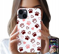ETUI DO IPHONE 15 - PSIE ŁAPKI NA BIAŁYM TLE, PIES, KOT, MIŚ Apple