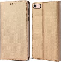 ETUI do IPHONE 7 / 8 / SE SMART MAGNET ZAMYKANE BOOK CASE ZŁOTY + SZKŁO