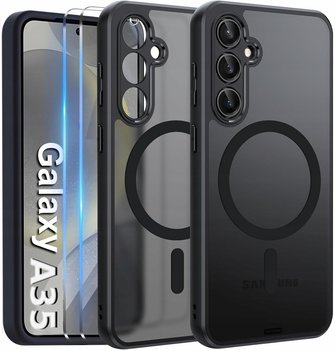 ETUI DO MAGSAFE CZARNE MATOWE DO SAMSUNG A35 5G + 2x SZKŁO - Nela-Styl