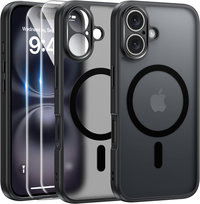 ETUI DO MAGSAFE CZARNY MAT DO APPLE IPHONE 16 + 2x SZKŁO Nela-Styl