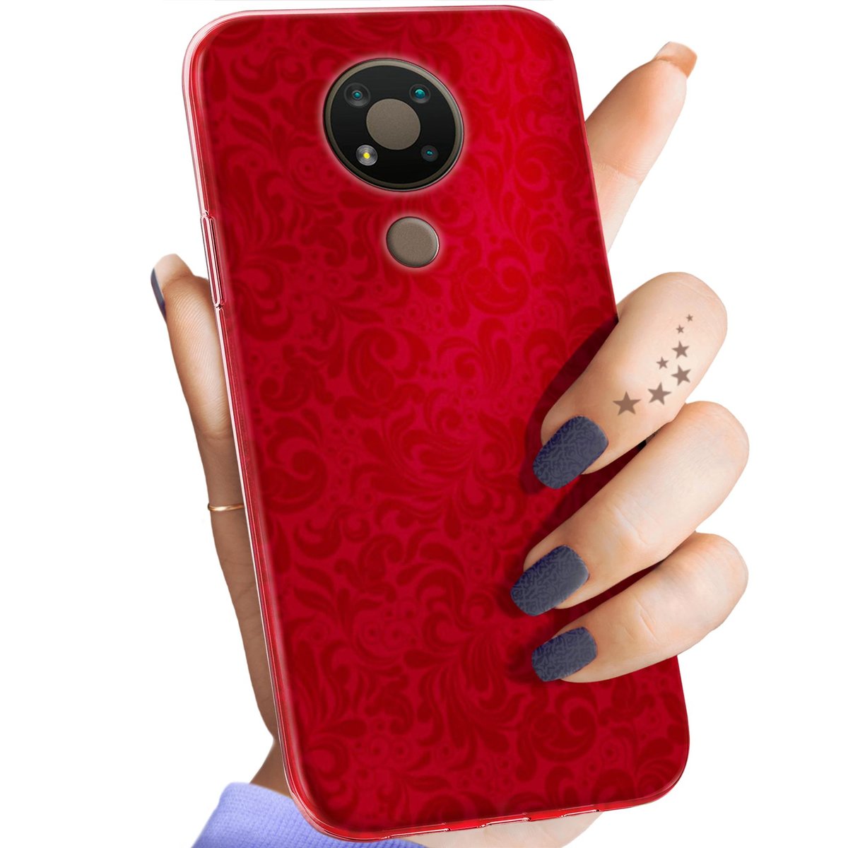 Etui Do Nokia 3.4 Wzory Czerwone Serca Róże Obudowa Pokrowiec Case