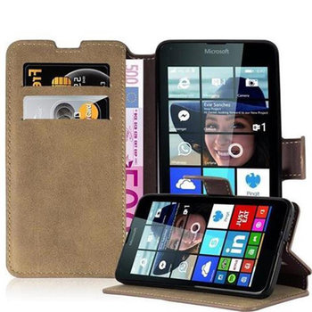 Etui Do Nokia Lumia 640 Pokrowiec w PIASKOWY BRĄZ MAT  Etui Ochronny Obudowa Case Cover Portfel Cadorabo - Cadorabo