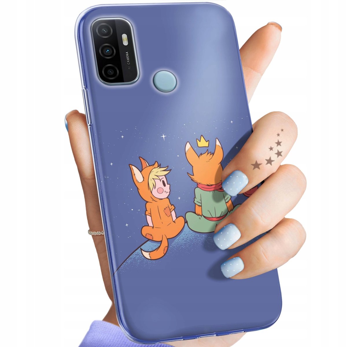 Custodia In Silicone TPU Con Effetto Marmo Bianco E Nero Per Oppo A53 (2020) E A53S - Trasparente E Flessibile