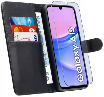 ETUI do Samsung A15 5G | SKÓRZANE PORTFEL BOOK TOKRA CASE CLASSIC + SZKŁO - Krainagsm