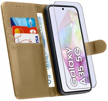 ETUI do Samsung A35 5G | SKÓRZANE PORTFEL BOOK TOKRA CASE CLASSIC + SZKŁO - Krainagsm