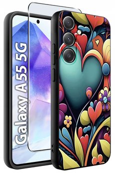 ETUI do Samsung A55 5G WZORY | SILIKONOWE MATT CASE + SZKŁO HARTOWANE 9H - Krainagsm