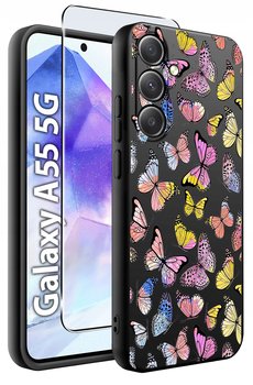 ETUI do Samsung A55 5G WZORY | SILIKONOWE MATT CASE + SZKŁO HARTOWANE 9H - Krainagsm
