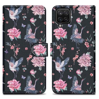 Etui Do Samsung Galaxy A12 / M12 Pokrowiec w Żuraw & Kwiat No. 9 Etui Case Cover Obudowa Ochronny Cadorabo - Cadorabo