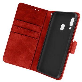 Etui do Samsung Galaxy A40 Krokodyl z klapką portfel i uchwyt na wideo czerwone - Avizar