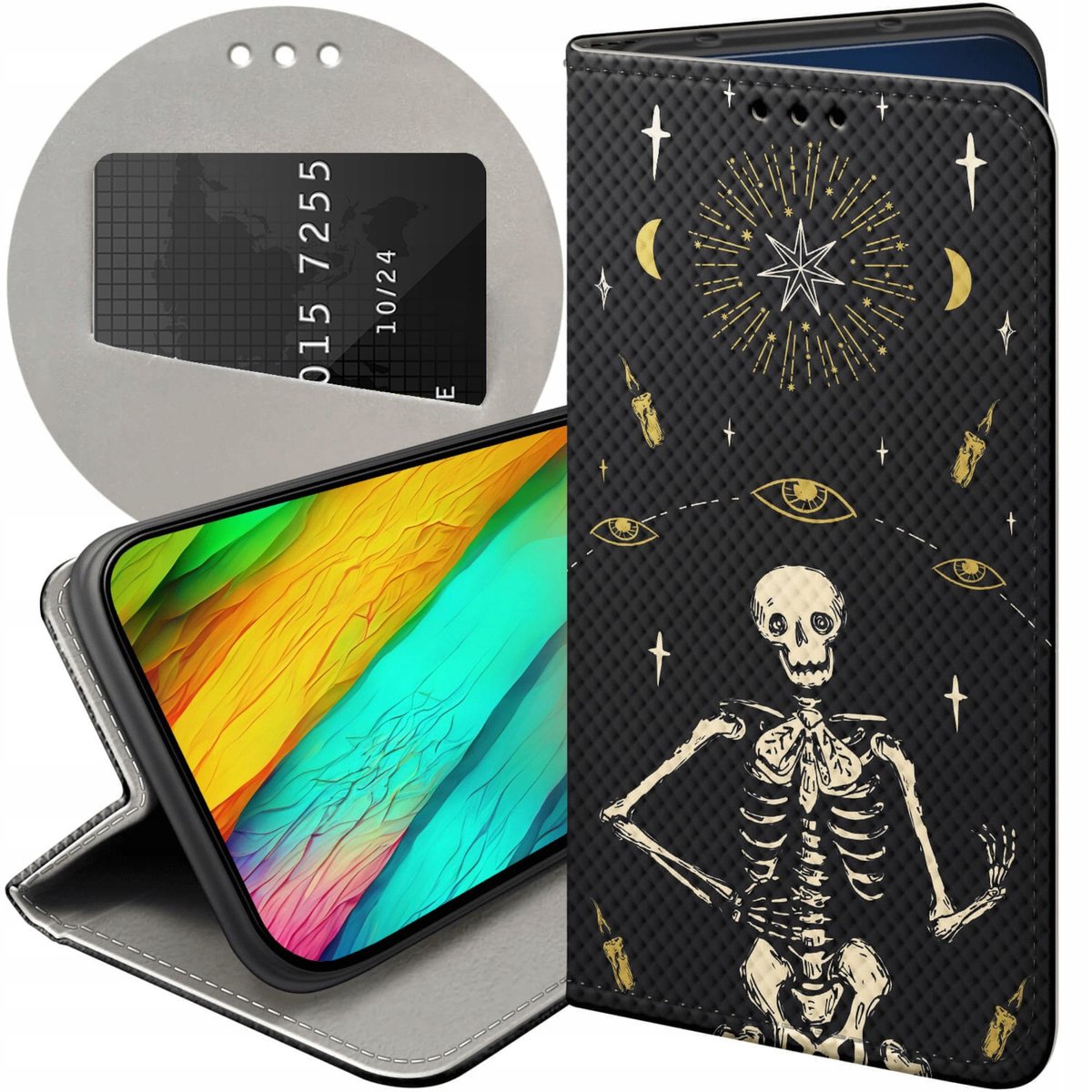 ETUI DO SAMSUNG GALAXY A70 WZORY CZASZKA SZKIELETY MEMENTO MORI GOTYK ...