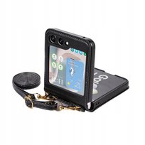 Etui do Samsung Galaxy Z Flip 6 5G F741 POKROWIEC Leather Case Strap czarne