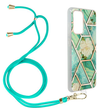 Etui do Samsunga Galaxy A72 Geometric design z odpinanym przewodem niebieskie - Avizar