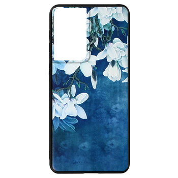 Etui Do Telefonu Samsung Galaxy S21 Ultra Silicone Gel Printed Flowers Niebiesko-Białe - Avizar