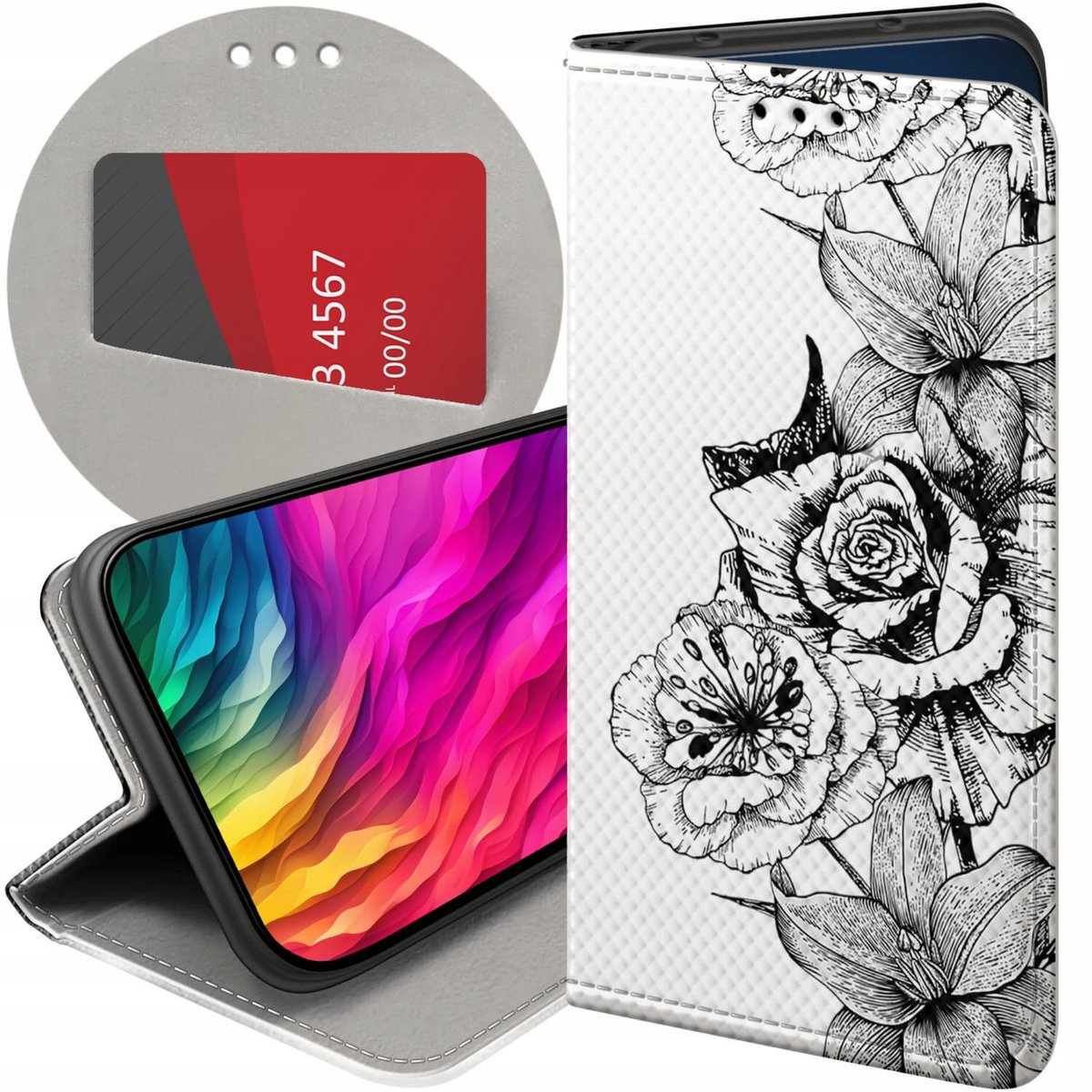 WBWONE Custodia Pelle Portafoglio Per Xiaomi Redmi 12C/11A: Cover Magnetica Libro Con Slot Carte E Supporto Visione - Nero