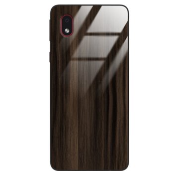 Etui drewniane Samsung Galaxy A01 Core Premium Wood Dark Brown Forestzone Glass - ForestZone
