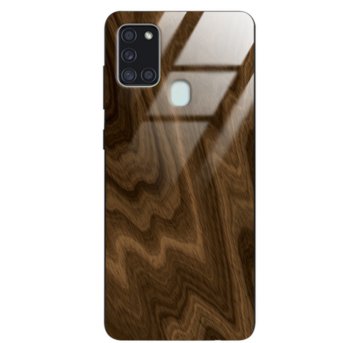 Etui drewniane Samsung Galaxy A21s Premium Wood Chocolate Forestzone Glass - ForestZone