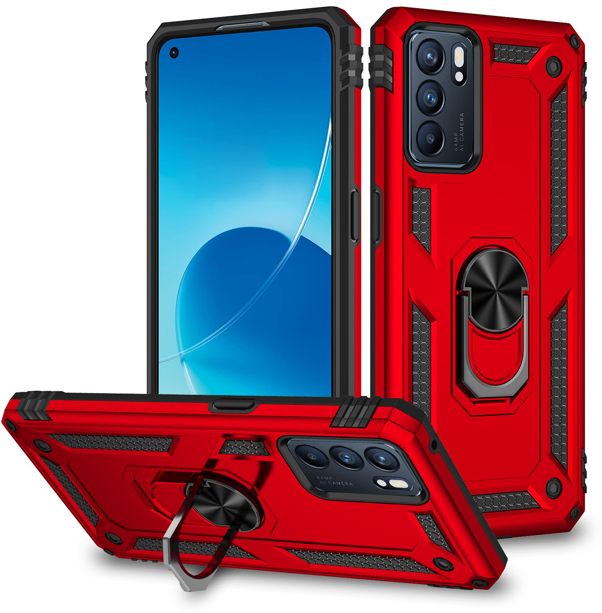 Etui Exoguard Armor Ring Oppo Reno G Pancerne Case Obudowa Futera Ring Exoguard