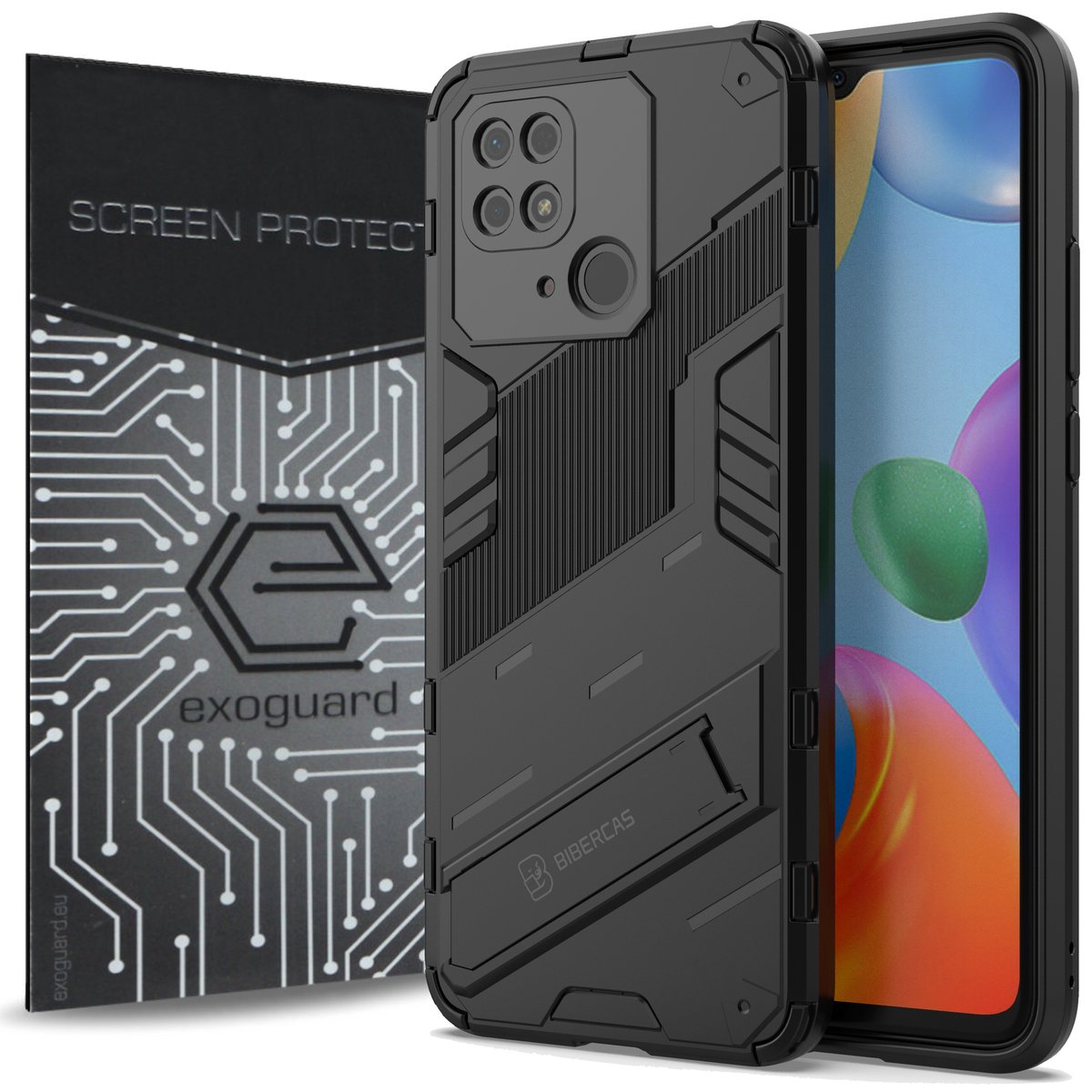Custodia In Pelle Metallica Con Disco Per Redmi 10C / POCO C40 - Serie CODE, Colore Giallo