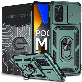 Etui Exoguard Camcover + Szkło - Xiaomi Poco M4 Pro (4G) - Pancerne Case Obudowa Futerał Ring - Exoguard