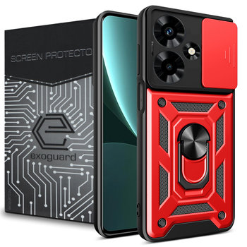 Etui Exoguard Camshield + Szkło - Infinix Hot 30 - Pancerne Case Obudowa Futerał Ring - Inny producent