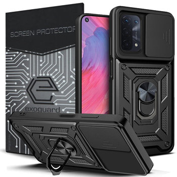 Etui Exoguard Camshield + Szkło - Oppo A74 5G - Pancerne Case Obudowa Futerał Ring - Exoguard