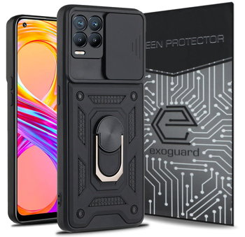 Etui Exoguard Camshield + Szkło – Realme 8 / 8 Pro - Pancerne Case Obudowa Futerał Ring - Exoguard