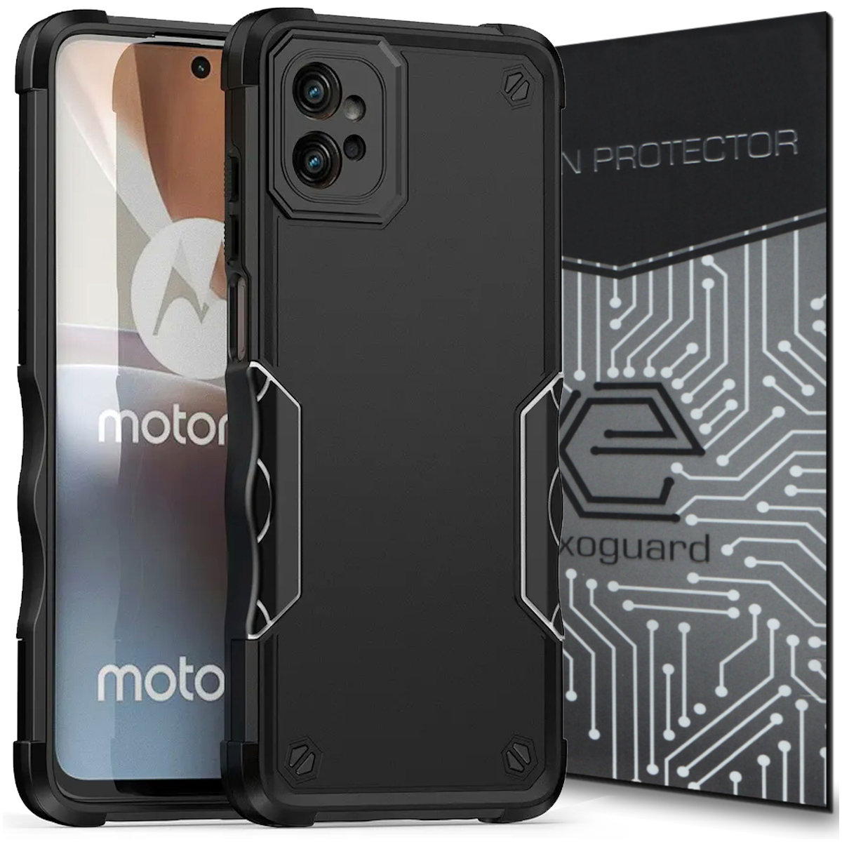 Etui Exoguard Dual Szkło Motorola Moto G32 Pancerne Case Obudowa