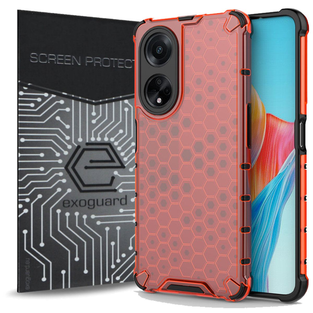 Etui Exoguard Hexagon Szkło Oppo A98 5G Pancerne Case Obudowa Futerał EXOGUARD Sklep