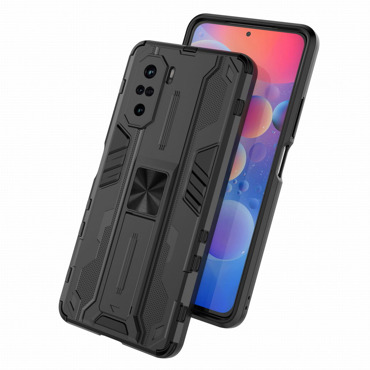GKK DESCHE Custodia Per Xiaomi POCO F3 / Mi 11i – Cover Antiurto Con Supporto Ad Anello Magnetico Rotante 360° E Staffa, Colore Nero