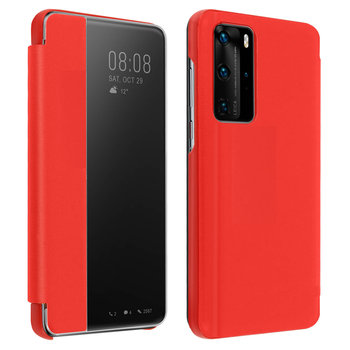 Etui Folio do Huawei P40 Pro Wyświetlacz czasu okiennego Podstawka wideo w kolorze czerwonym - Avizar