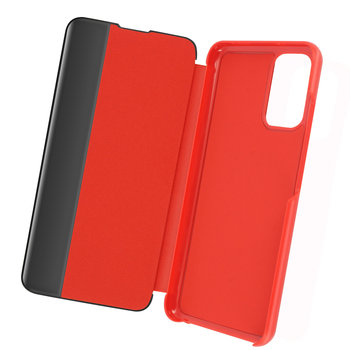 Etui Folio do Xiaomi Redmi Note 10 / 10s Okno Czas Wyświetlacz Stojak wideo Czerwony - Avizar