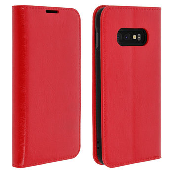 Etui Folio Prawdziwa Skóra Samsung Galaxy S10e z miejscem na kartę Podstawka wideo Czerwone - Avizar