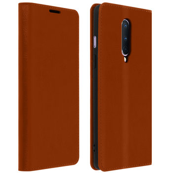 Etui Folio Real Leather OnePlus 8 z uchwytem na kartę wideo, tan - Avizar