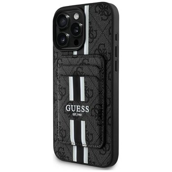 Etui Guess 4G Stripes z portfelem Magsafe do iPhone 16 Pro Max czarny - GUESS