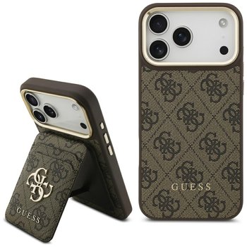 Etui Guess 4G z portfelem Magsafe do iPhone 17 Pro Max brązowy - GUESS