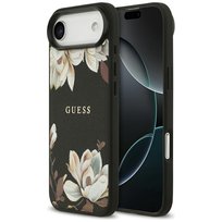 Etui Guess Grained Flowers Classic Logo MagSafe do iPhone Air czarny GUESS