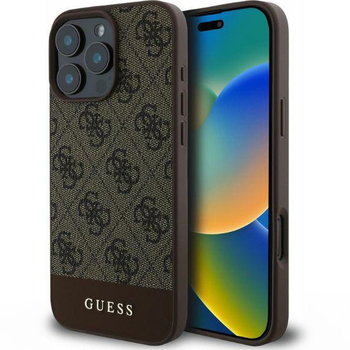 Etui Guess Hardcase 4G Bottom Stripe do iPhone 16 Pro, brązowe - GUESS
