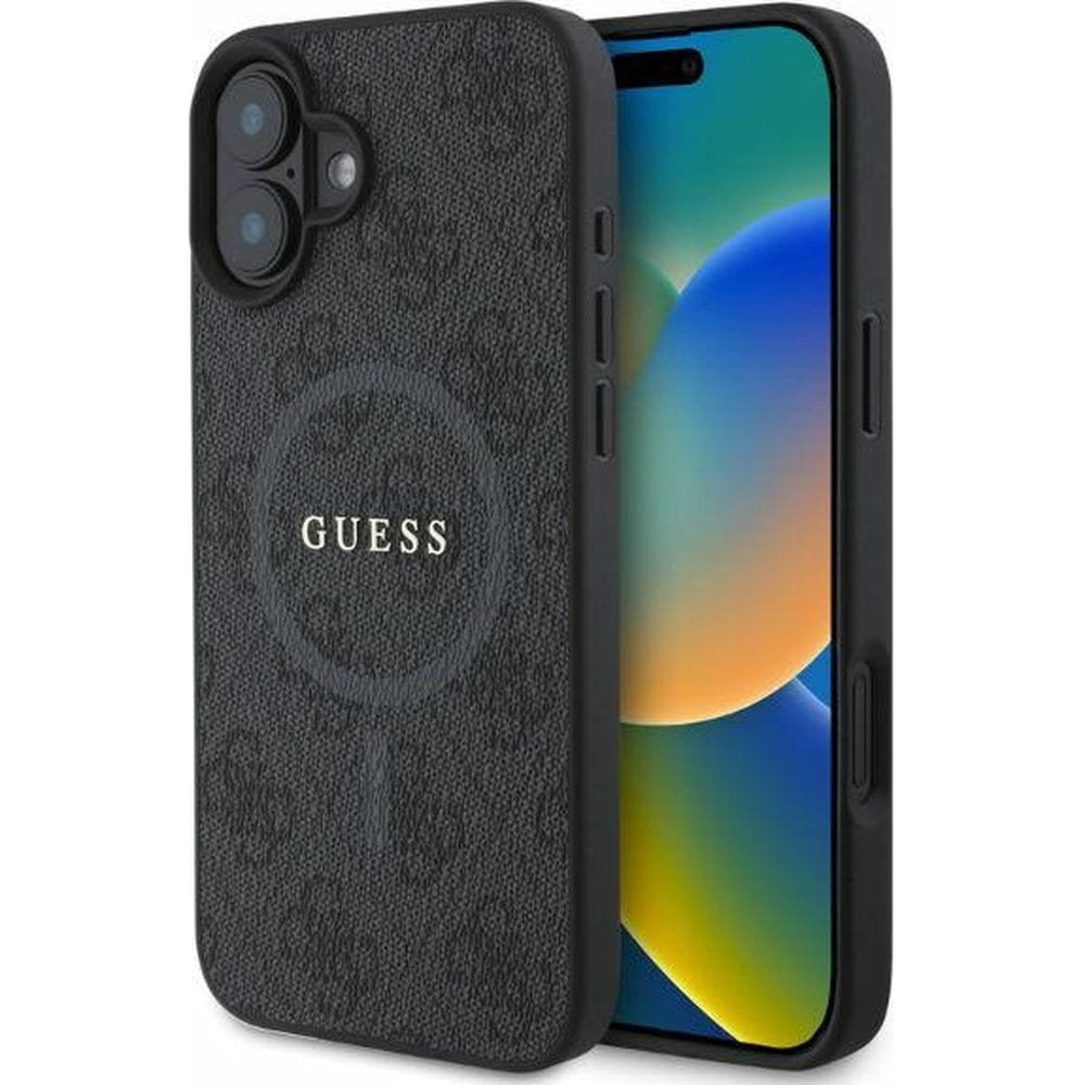 Custodia Guess 4G Circle Classic Logo Per IPhone 16 Pro Max Con MagSafe - Ecopelle Nera