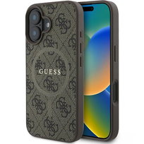 Etui Guess Hardcase 4G Ring Classic Logo MagSafe do iPhone 16 Plus, brązowe Apple