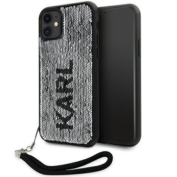 Etui Karl Lagerfeld  iPhone 11 / Xr 6,1" srebrny/silver hardcase Sequins Cord - Karl Lagerfeld