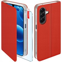 Etui MAGNET do Samsung A17 5G Zamykane Czerwone Futerał + Szkło 9H Krainagsm
