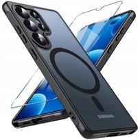 Etui Magnetyczne Matowe CZARNE do Samsung S26 Ultra|do MagSafe TRWAŁE Szkło Krainagsm
