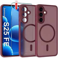 Etui Magnetyczne Matowe do Samsung S25 FE |do MagSafe TRWAŁE + Szkło Krainagsm