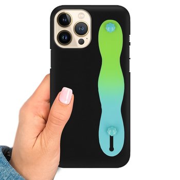 Etui Matowe Czarne Do Iphone 13 Pro Max Z Paskiem Ombre Zielony Uchwyt - Funnycase
