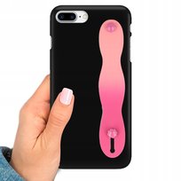 Etui MATOWE CZARNE do IPHONE 8 PLUS z PASKIEM OMBRE RÓŻOWY Smooth Uchwyt Funnycase